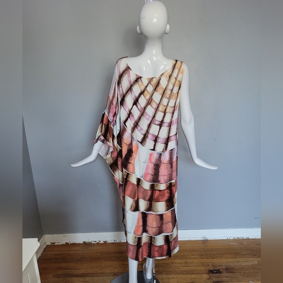 Mara Hoffman One Shoulder Kaftan in Shells Flamingo, VGUC, Size M/L - Picture 3 of 6